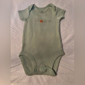 Carter's Mint Green Short Sleeve Baby Onesie with Orange Detail